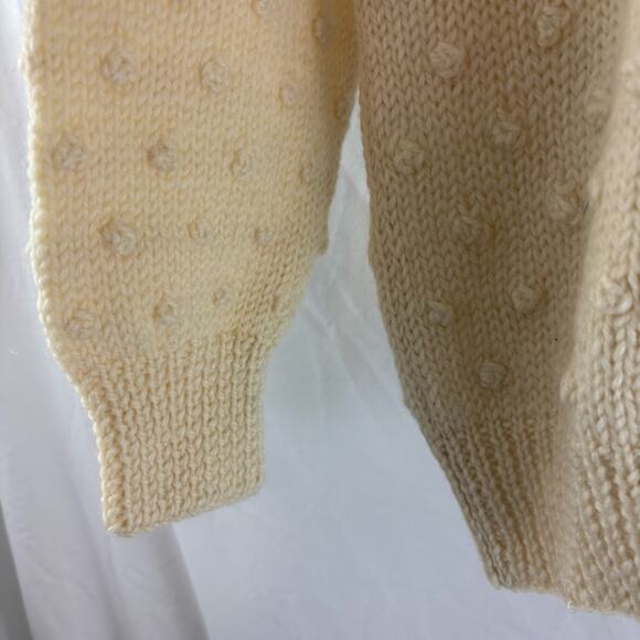 NOS Emilio Rossi Hand Knitted Wool Sweater Off White Large Mock Neck - Picture 6 of 7